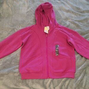 Vibrant Pink Zip-Up Hoodie Sweatshirt